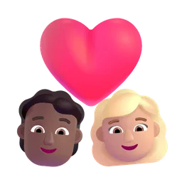 Couple With Heart: Person, Woman, Medium-Dark Skin Tone, Medium-Light Skin Tone Microsoft 3D Fluent