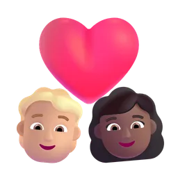 Couple With Heart: Person, Woman, Medium-Light Skin Tone, Medium-Dark Skin Tone Microsoft 3D Fluent