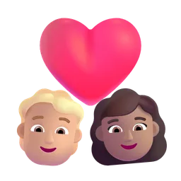 Couple With Heart: Person, Woman, Medium-Light Skin Tone, Medium Skin Tone Microsoft 3D Fluent