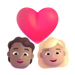 Couple With Heart: Person, Woman, Medium Skin Tone, Medium-Light Skin Tone Microsoft 3D Fluent