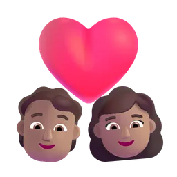 Couple With Heart: Person, Woman, Medium Skin Tone Microsoft 3D Fluent