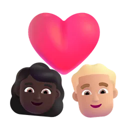 Couple with Heart: Woman, Man, Dark Skin Tone, Medium-Light Skin Tone Microsoft 3D Fluent