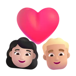 Couple with Heart: Woman, Man, Light Skin Tone, Medium-Light Skin Tone Microsoft 3D Fluent