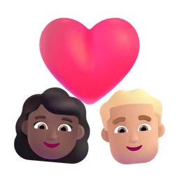 Couple with Heart: Woman, Man, Medium-Dark Skin Tone, Medium-Light Skin Tone Microsoft 3D Fluent