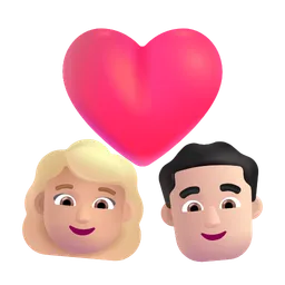 Couple with Heart: Woman, Man, Medium-Light Skin Tone, Light Skin Tone Microsoft 3D Fluent