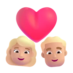 Couple with Heart: Woman, Man, Medium-Light Skin Tone Microsoft 3D Fluent
