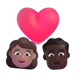 Couple with Heart: Woman, Man, Medium Skin Tone, Dark Skin Tone Microsoft 3D Fluent