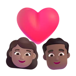 Couple with Heart: Woman, Man, Medium Skin Tone, Medium-Dark Skin Tone Microsoft 3D Fluent