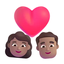 Couple with Heart: Woman, Man, Medium Skin Tone Microsoft 3D Fluent