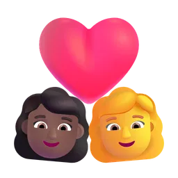 Couple With Heart - Woman: Medium-Dark Skin Tone, Woman: No Skin Tone Microsoft 3D Fluent
