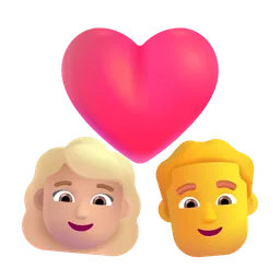 Couple With Heart - Woman: Medium-Light Skin Tone, Man: No Skin Tone Microsoft 3D Fluent