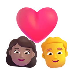 Couple With Heart - Woman: Medium Skin Tone, Man: No Skin Tone Microsoft 3D Fluent