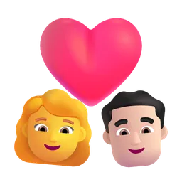 Couple With Heart - Woman: No Skin Tone, Man: Light Skin Tone Microsoft 3D Fluent