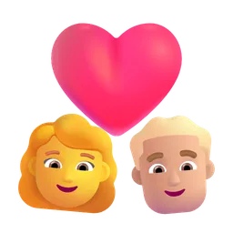 Couple With Heart - Woman: No Skin Tone, Man: Medium-Light Skin Tone Microsoft 3D Fluent