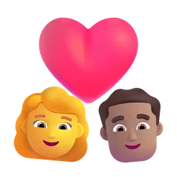 Couple With Heart - Woman: No Skin Tone, Man: Medium Skin Tone Microsoft 3D Fluent