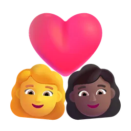 Couple With Heart - Woman: No Skin Tone, Woman: Medium-Dark Skin Tone Microsoft 3D Fluent