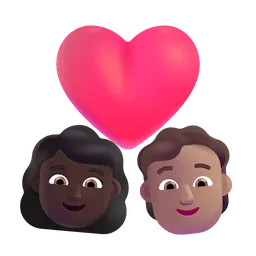 Couple With Heart: Woman, Person, Dark Skin Tone, Medium Skin Tone Microsoft 3D Fluent