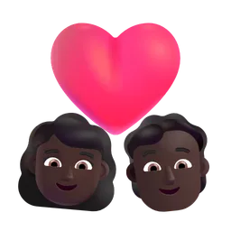 Couple With Heart: Woman, Person, Dark Skin Tone Microsoft 3D Fluent