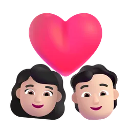 Couple With Heart: Woman, Person, Light Skin Tone Microsoft 3D Fluent