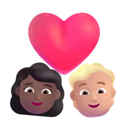 Couple With Heart: Woman, Person, Medium-Dark Skin Tone, Medium-Light Skin Tone Microsoft 3D Fluent