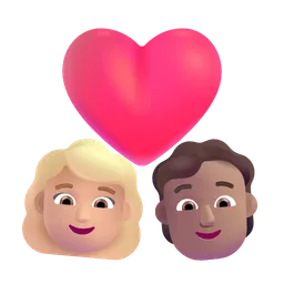 Couple With Heart: Woman, Person, Medium-Light Skin Tone, Medium Skin Tone Microsoft 3D Fluent