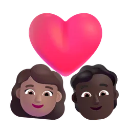 Couple With Heart: Woman, Person, Medium Skin Tone, Dark Skin Tone Microsoft 3D Fluent