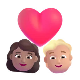Couple With Heart: Woman, Person, Medium Skin Tone, Medium-Light Skin Tone Microsoft 3D Fluent