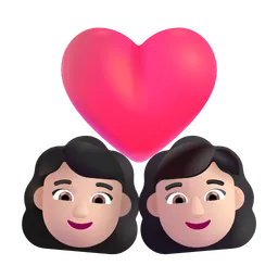 Couple with Heart: Woman, Woman, Light Skin Tone Microsoft 3D Fluent