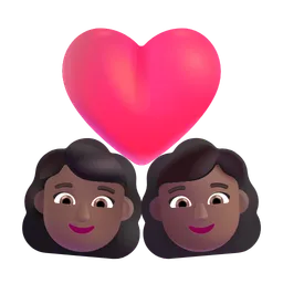 Couple with Heart: Woman, Woman, Medium-Dark Skin Tone Microsoft 3D Fluent