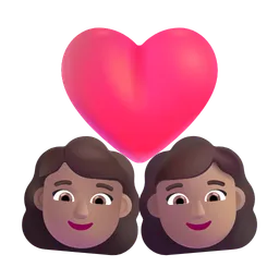 Couple with Heart: Woman, Woman, Medium Skin Tone Microsoft 3D Fluent