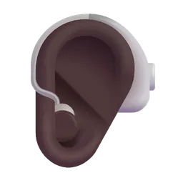 Ear with Hearing Aid: Dark Skin Tone Microsoft 3D Fluent