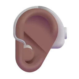 보청기가 있는 귀: 중간 정도의 어두운 피부 톤 Microsoft 3D Fluent