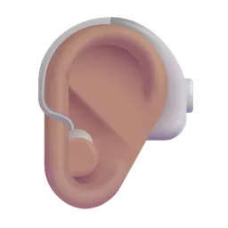 Ear with Hearing Aid: Medium Skin Tone Microsoft 3D Fluent