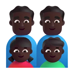 가족: 남자, 남자, 여자아이, 남자아이: 어두운 피부색 Microsoft 3D Fluent