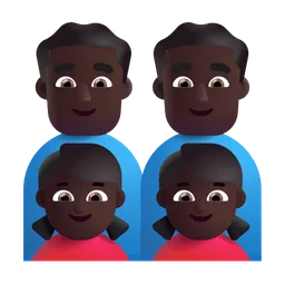 가족: 남자, 남자, 여자아이, 여자아이: 어두운 피부색 Microsoft 3D Fluent