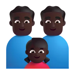 가족: 남자, 남자, 여자아이: 어두운 피부색 Microsoft 3D Fluent