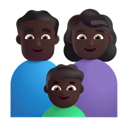 Family - Man: Dark Skin Tone, Woman: Dark Skin Tone, Boy: Dark Skin Tone Microsoft 3D Fluent
