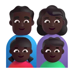 가족: 남자, 여자, 여자아이, 남자아이: 어두운 피부색 Microsoft 3D Fluent