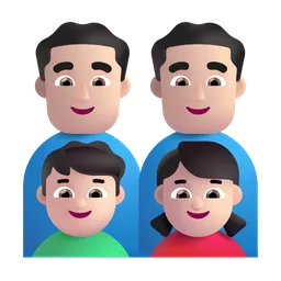 가족: 남자, 남자, 여자아이, 남자아이: 밝은 피부색 Microsoft 3D Fluent