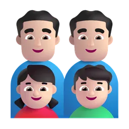 Family - Man: Light Skin Tone, Man: Light Skin Tone, Girl: Light Skin Tone, Boy: Light Skin Tone Microsoft 3D Fluent