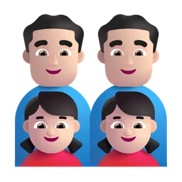 Family - Man: Light Skin Tone, Man: Light Skin Tone, Girl: Light Skin Tone, Girl: Light Skin Tone