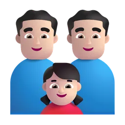 가족: 남자, 남자, 여자아이: 밝은 피부색 Microsoft 3D Fluent