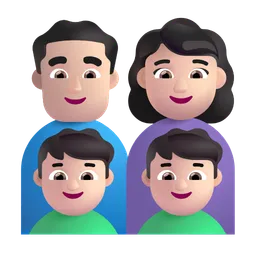 가족: 남자, 여자, 남자아이, 남자아이: 밝은 피부색 Microsoft 3D Fluent