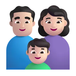 가족: 남자, 여자, 남자아이: 밝은 피부색 Microsoft 3D Fluent