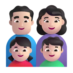 가족: 남자, 여자, 여자아이, 남자아이: 밝은 피부색 Microsoft 3D Fluent