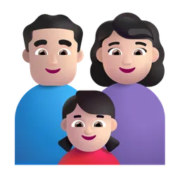 가족: 남자, 여자, 여자아이: 밝은 피부색 Microsoft 3D Fluent