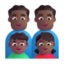 Family - Man: Medium-Dark Skin Tone, Man: Medium-Dark Skin Tone, Boy: Medium-Dark Skin Tone, Girl: Medium-Dark Skin Tone Microsoft 3D Fluent