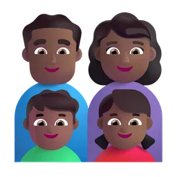 Family - Man: Medium-Dark Skin Tone, Woman: Medium-Dark Skin Tone, Boy: Medium-Dark Skin Tone, Girl: Medium-Dark Skin Tone Microsoft 3D Fluent