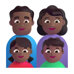 Family - Man: Medium-Dark Skin Tone, Woman: Medium-Dark Skin Tone, Girl: Medium-Dark Skin Tone, Boy: Medium-Dark Skin Tone Microsoft 3D Fluent