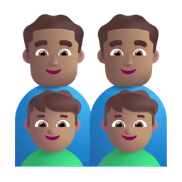 Family - Man: Medium Skin Tone, Man: Medium Skin Tone, Boy: Medium Skin Tone, Boy: Medium Skin Tone Microsoft 3D Fluent